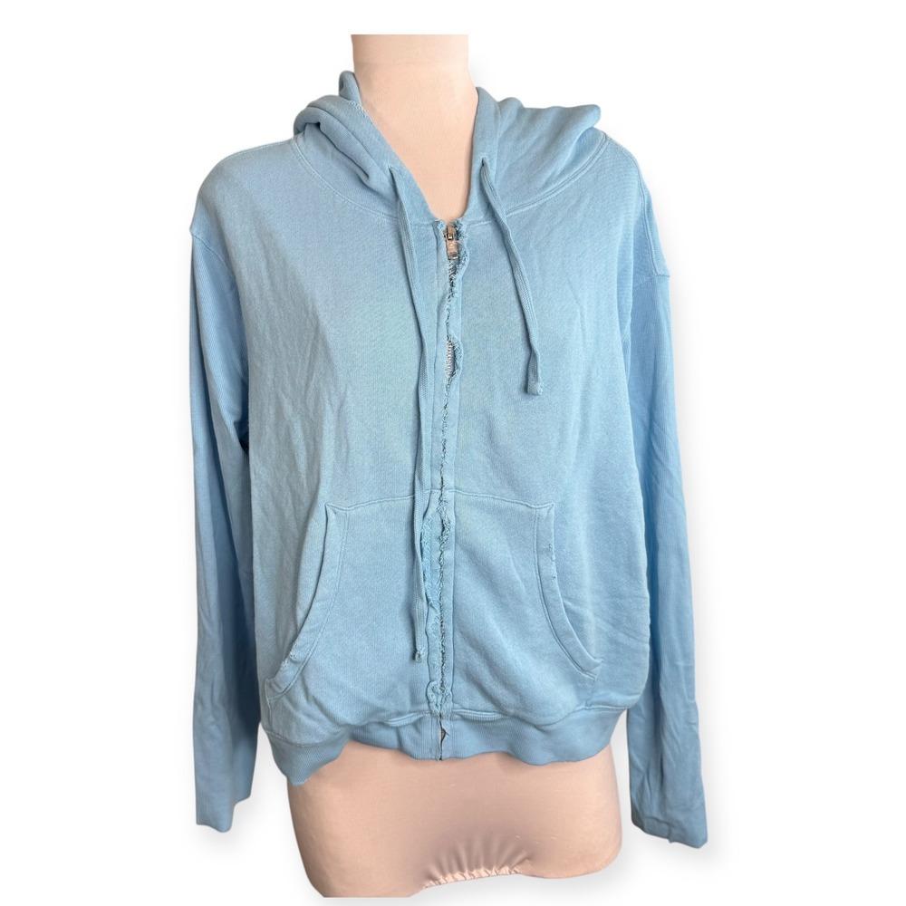 Sincerely Jules for Bandier Hoodie Full Zip Blue‎ Size Medium Cropped